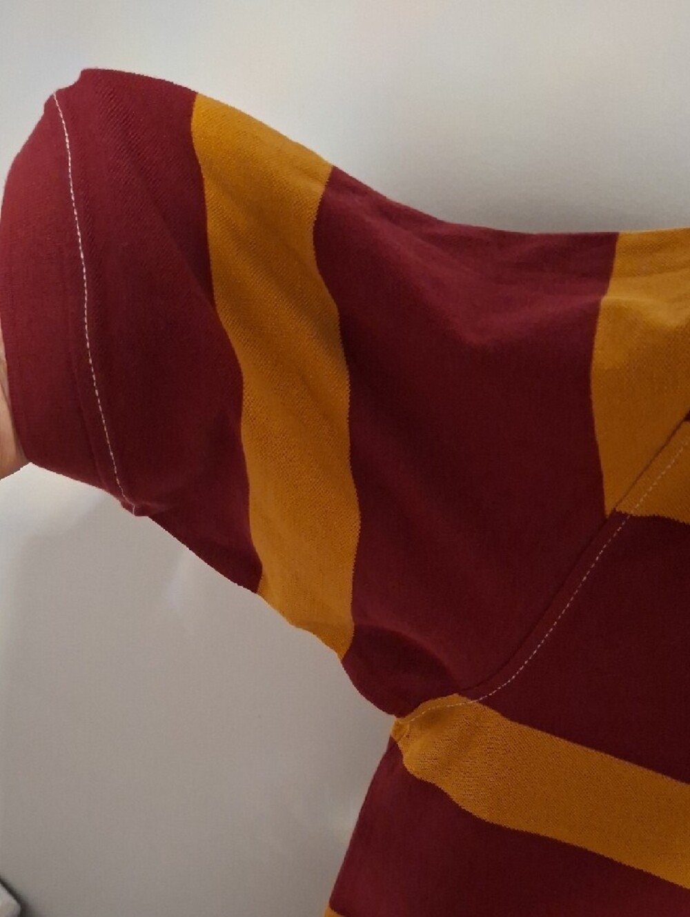 Vintage Timberland Maroon and Mustard Striped Rugby Polo - Picture 6 of 8